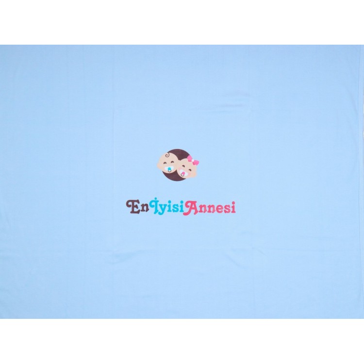 90X90 Ebatında Baskılı Penye Battaniye Mavi