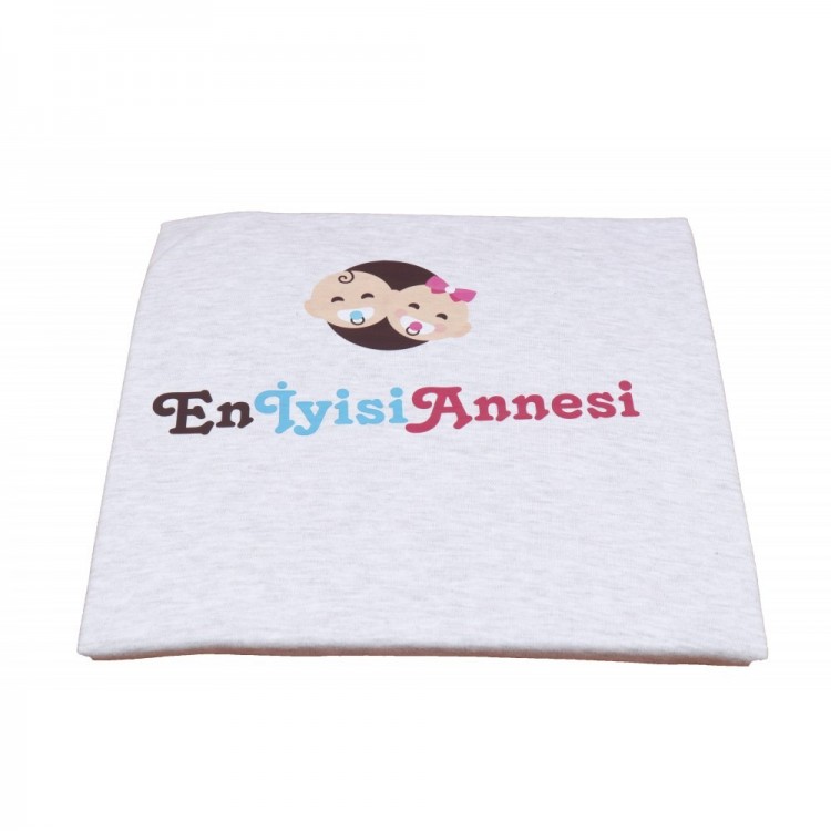 90X90 Ebatında Baskılı Penye  Battaniye Krem