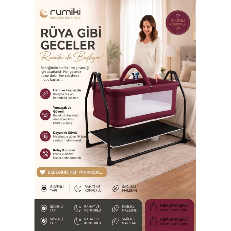 50X90 Ninni Beşik Bordo 50X90 Ninni Beşik Bordo
