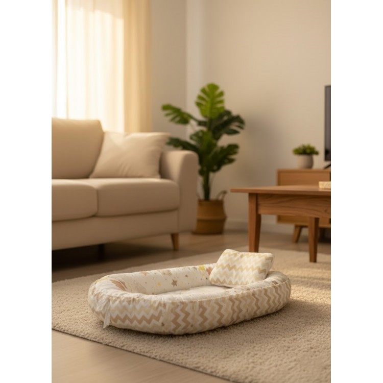 202512 Babynest Yer Yatağı Kahverengi Sarı